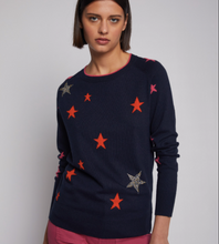 Load image into Gallery viewer, Vilagallo Sweater Intarsia Stars Navy
