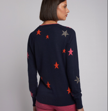 Load image into Gallery viewer, Vilagallo Sweater Intarsia Stars Navy
