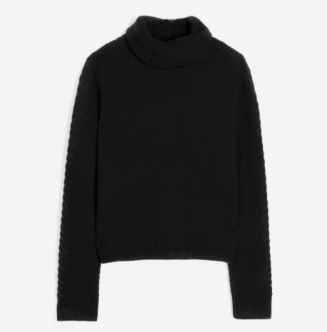 Vilagallo Turtleneck Sweater Black Herringbone