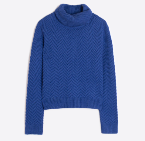 Vilagallo Turtleneck Sweater Blue Herringbone
