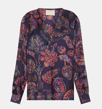 Momoni Arles Shirt in Silk Twill Blu Notte Design
