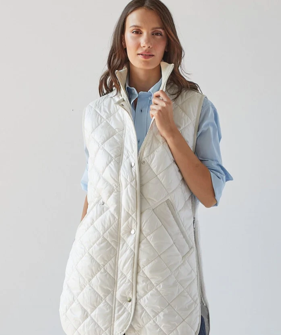 Adroit Destiny Quilted Full Zip Vest White