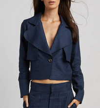 Load image into Gallery viewer, Adroit Ninon Linen Blend Jacket Navy
