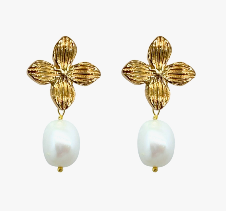 M Donohue Bloom Pearl Drop Earrings