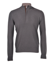 Load image into Gallery viewer, Gran Sasso 1/4 zip Pullover Sweater w/Suede Trim Grey
