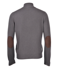 Load image into Gallery viewer, Gran Sasso 1/4 zip Pullover Sweater w/Suede Trim Grey
