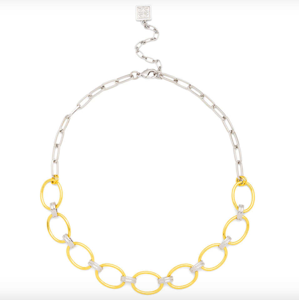 Z Jewelry Necklace Two-Tone Oval Link Collar Necklace