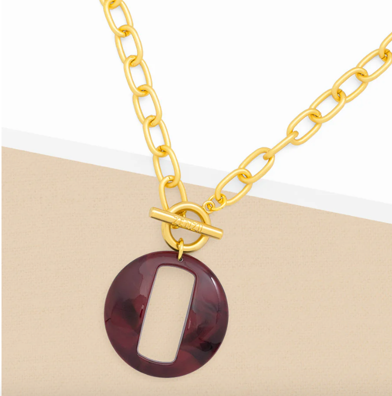 Z Jewelry Necklace Marble Pendant Link Collar