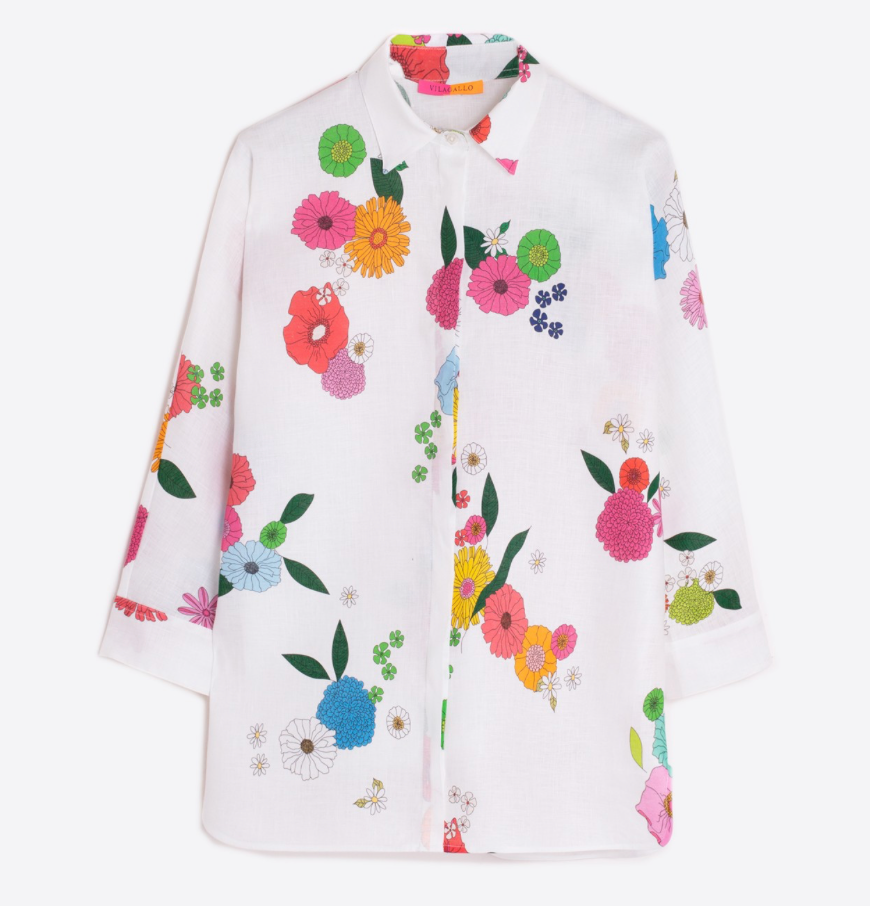 Vilagallo Shirt Louisa Flowers Linen