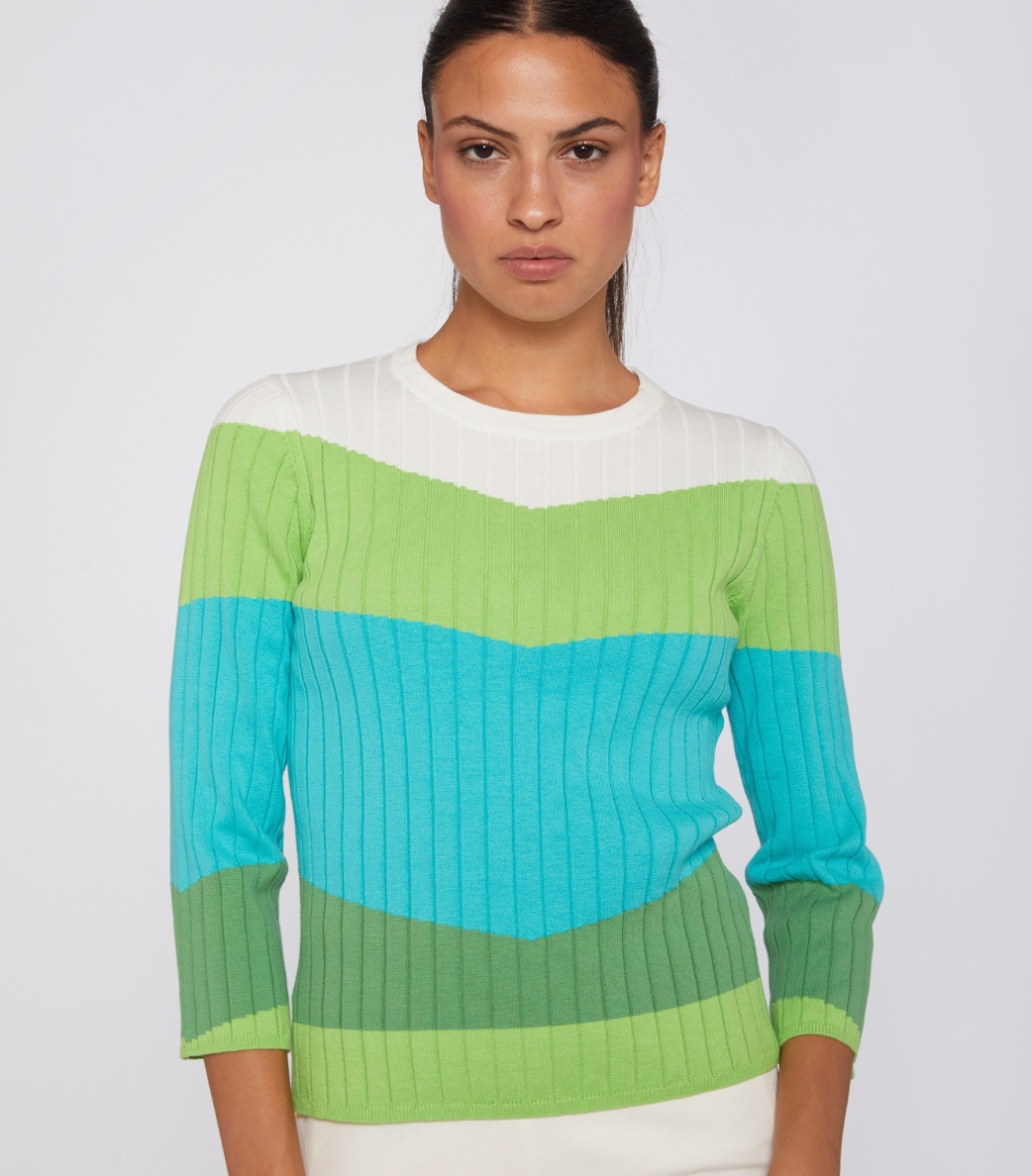Vilagallo Sweater Color Block Canale Green