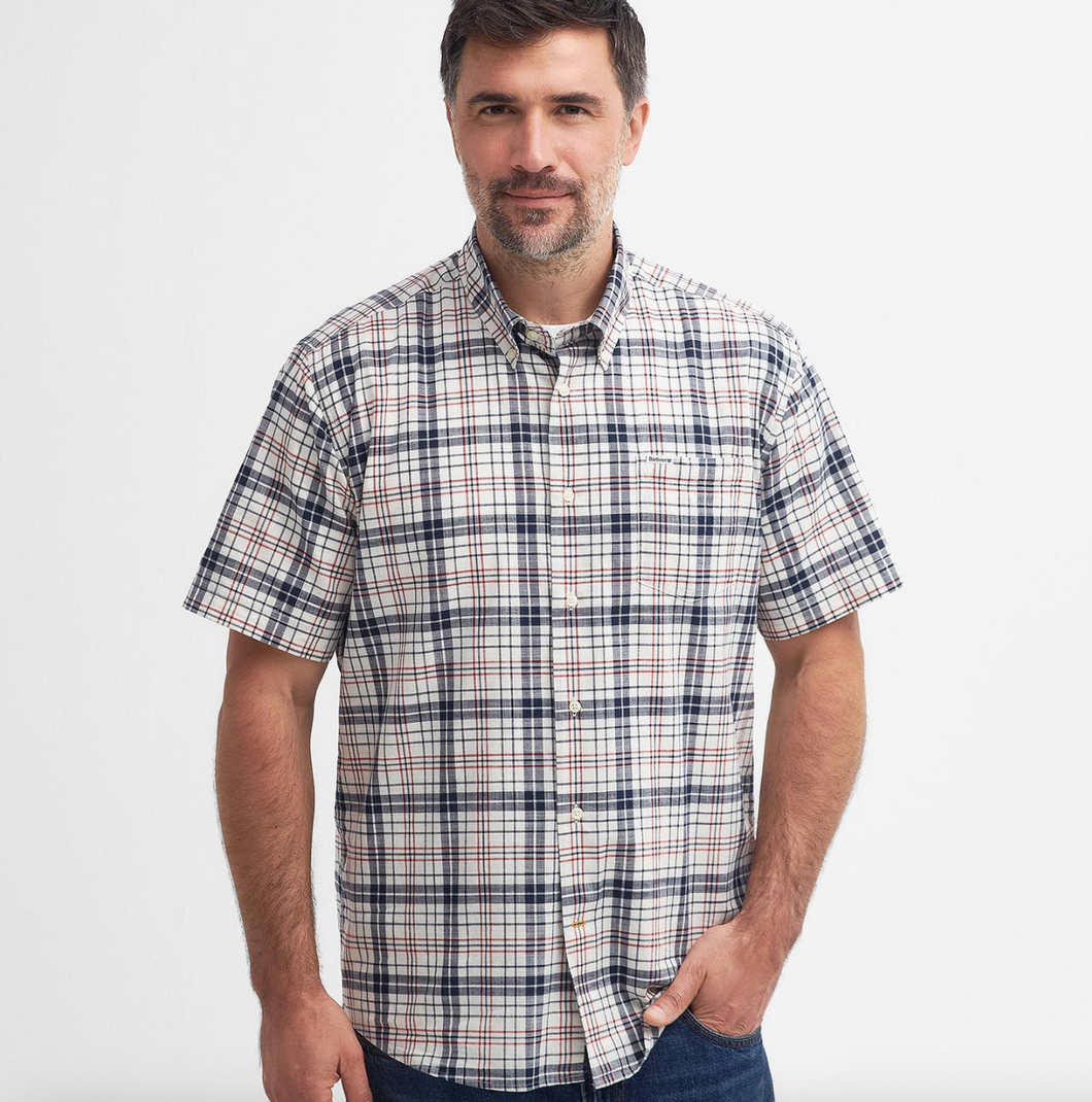 Barbour Drafthill Short Sleeve Shirt Navy/Red Plaid