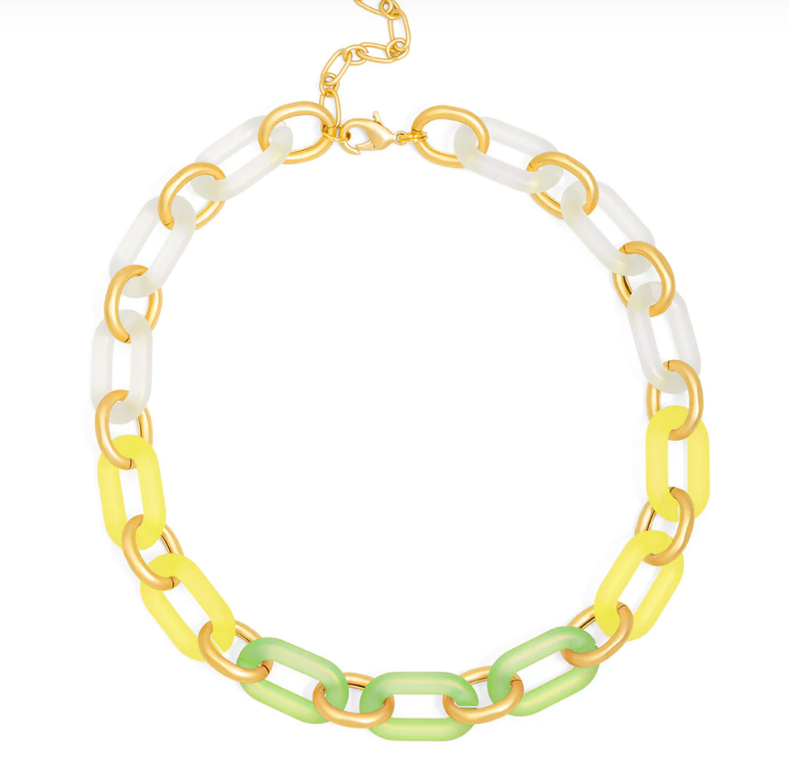 Z Jewelry Multi Color Resin Oval Links Collar Necklace