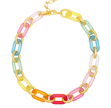 Load image into Gallery viewer, Z Jewelry Multi Color Resin Oval Links Collar Necklace
