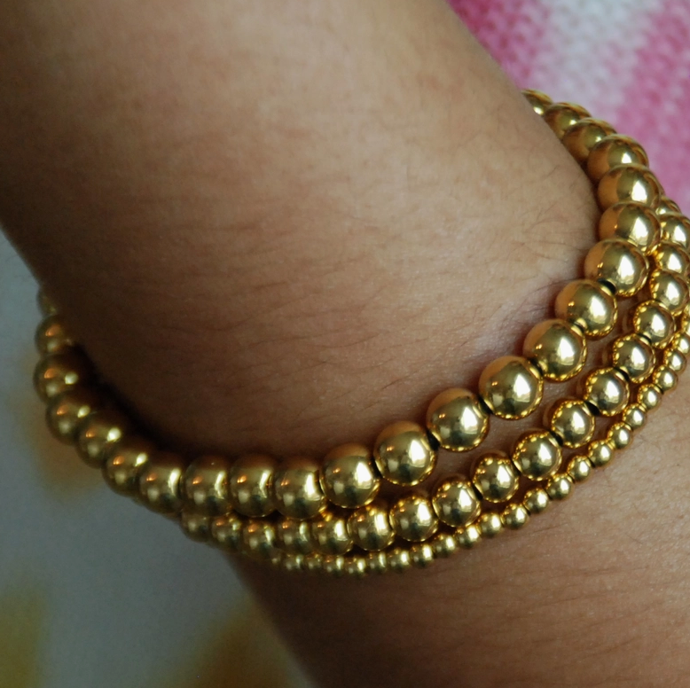 Ash Harlow Gold Bead Bracelet 6mm