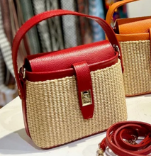 Load image into Gallery viewer, GF Raffia Bag With Leather Trim
