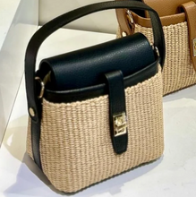 Load image into Gallery viewer, GF Raffia Bag With Leather Trim
