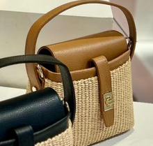 Load image into Gallery viewer, GF Raffia Bag With Leather Trim
