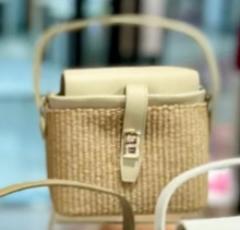 Load image into Gallery viewer, GF Raffia Bag With Leather Trim
