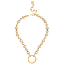 Load image into Gallery viewer, Z Jewelry Gold Beaded Circle Charm Necklace
