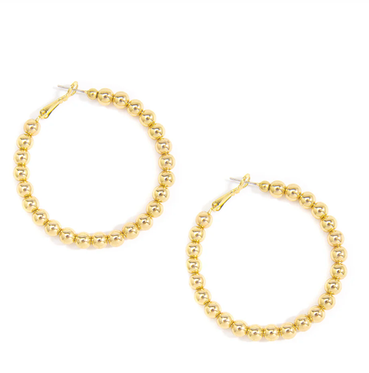 Z Jewelry Gold Beaded Hoop Earrings