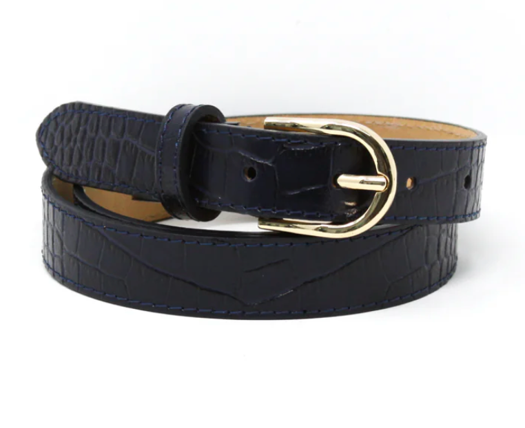 GF Leather Belt Croc Embossed Black