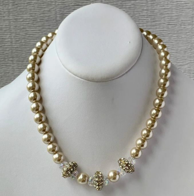 Lenora Dame Pearl and Crystal Necklace