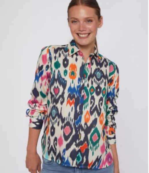 Vilagallo Shirt Multicolor Ikat Print