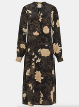 Load image into Gallery viewer, Momoni Wani Crepe Silk Dress Black Floral
