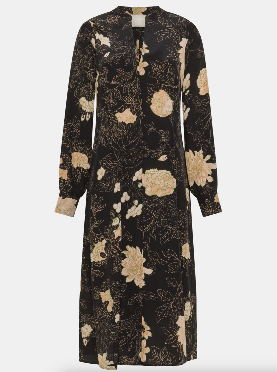 Momoni Wani Crepe Silk Dress Black Floral