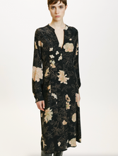 Load image into Gallery viewer, Momoni Wani Crepe Silk Dress Black Floral
