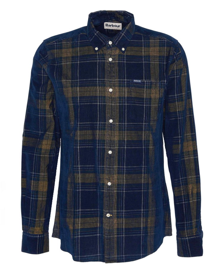 Barbour Southfield Tailored Fine Cord Shirt Navy Plaid