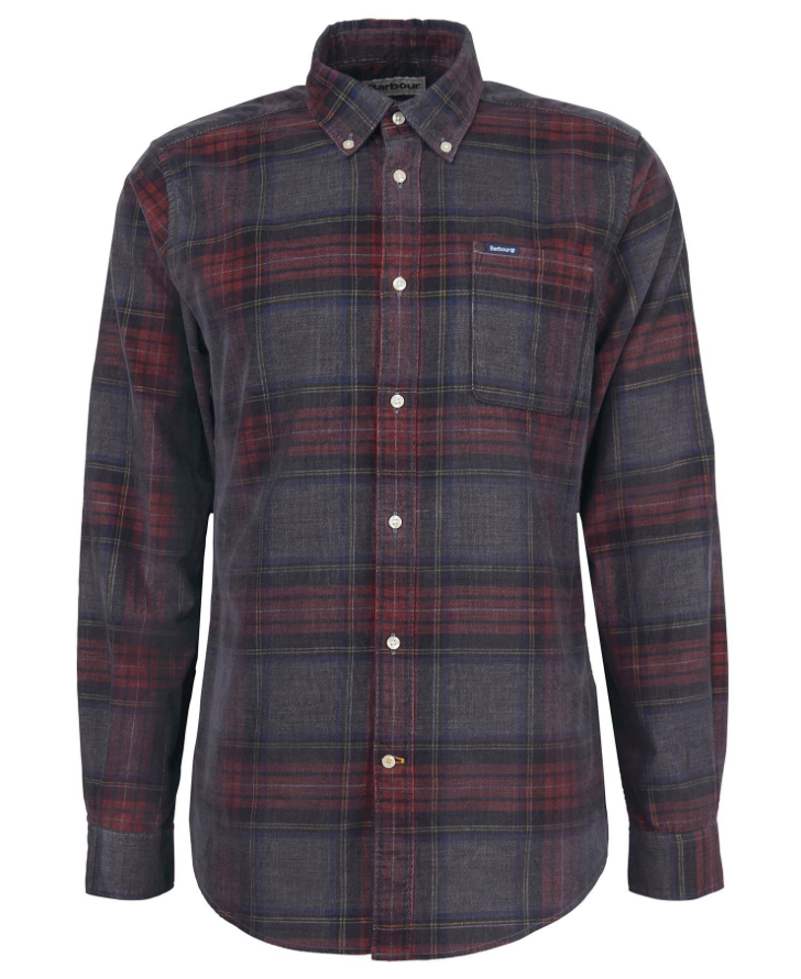 Barbour Southfield Tailored Fine Cord Shirt Grey Plaid