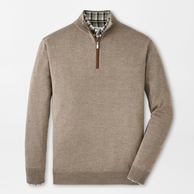 PETER MILLAR 1/4 ZIP AUTUMN CREST SWEATER - CREAM