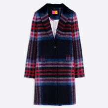 Load image into Gallery viewer, Vilagallo Coat Midi -Navy w/Pink and Orange Check
