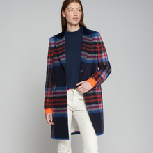 Load image into Gallery viewer, Vilagallo Coat Midi -Navy w/Pink and Orange Check
