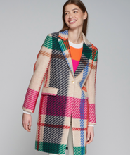 Load image into Gallery viewer, Vilagallo Coat Midi -Camel with Multi Plaid
