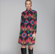 Load image into Gallery viewer, Vilagallo Dress Ana Suzany Navy Multicolor Silk
