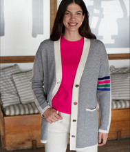 Load image into Gallery viewer, Vilagallo Cardigan Grey w/4 Stripes
