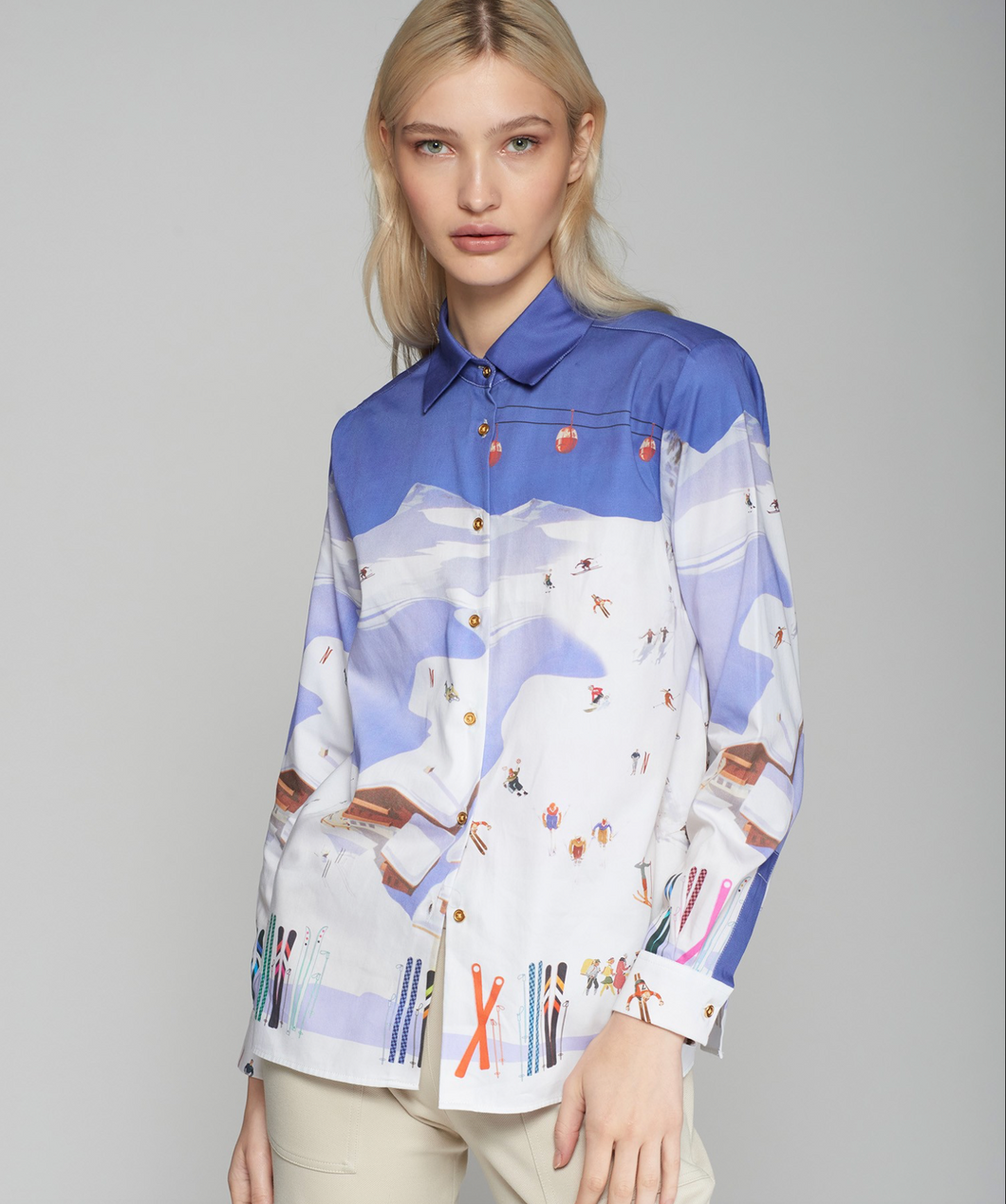 Vilagallo Blouse Cotton Ski Scene