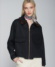 Load image into Gallery viewer, Vilagallo Bomber Jacket in Black Wool
