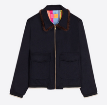 Load image into Gallery viewer, Vilagallo Bomber Jacket in Black Wool
