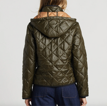 Load image into Gallery viewer, Adroit Shelby Short Quilted Hooded Jacket Army Green
