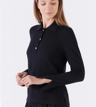 Load image into Gallery viewer, Amina Rubinacci Ring Long Sleeve Knit Polo Black
