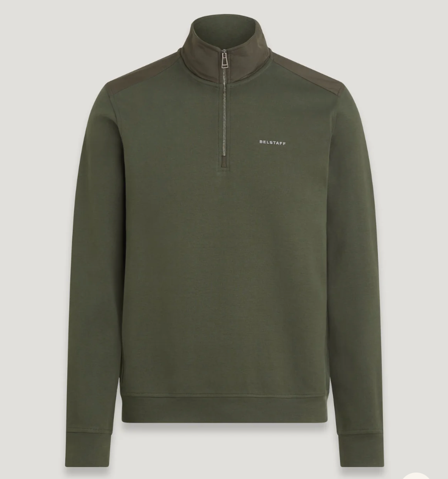 Belstaff Alloy Quarter Zip Sweatshirt Tile Green