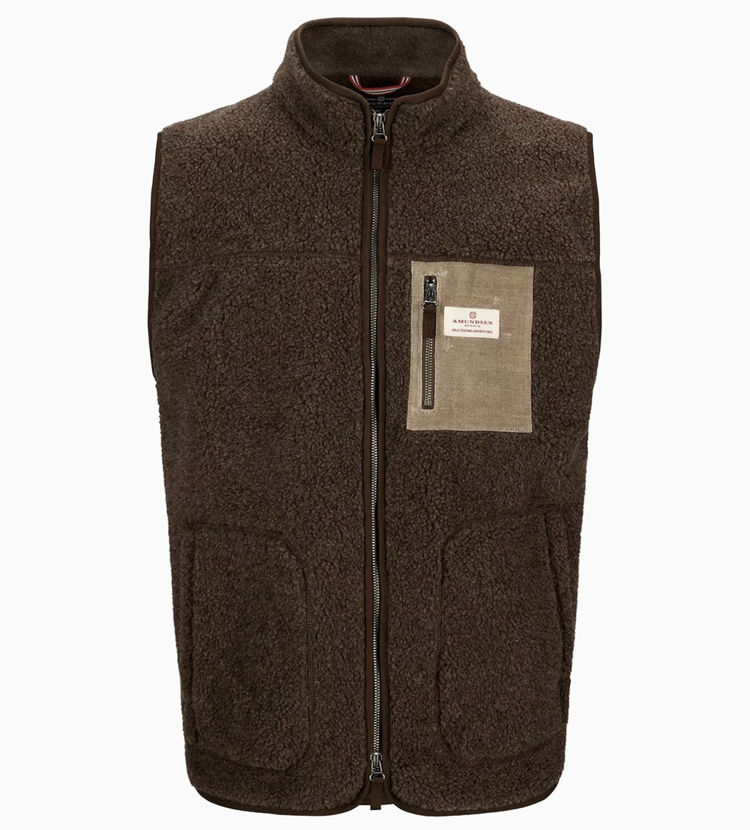 Amundsen Heroes Wool Fleece Vest Cowboy Brown