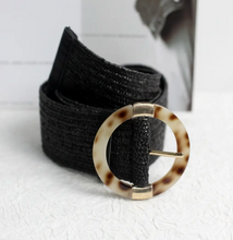 Load image into Gallery viewer, Esley Belt Straw Woven W/Round Resin Buckle and Gold Accent
