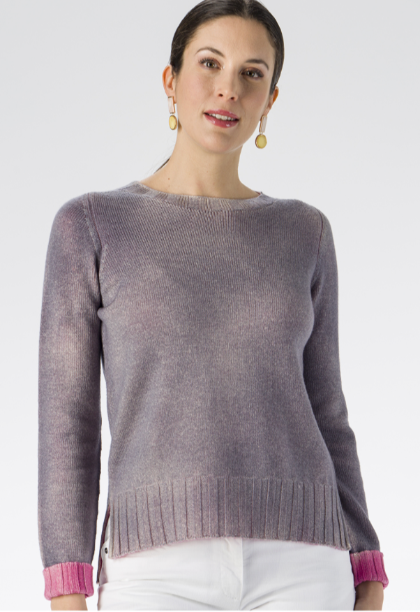 Arovescio Crewneck Sweater Double Airbrush Grey/Rose