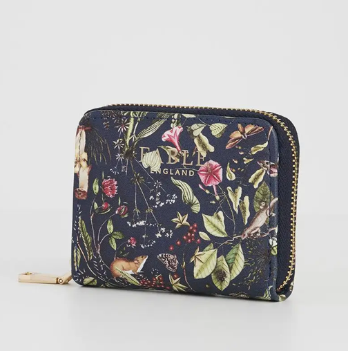 Fable Small Navy Zip Wallet Wolf Garden