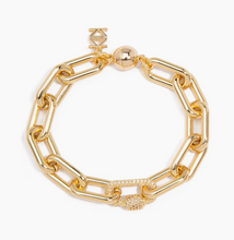 Load image into Gallery viewer, Z Jewelry Crystal Charm Gold Link Bracelet
