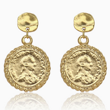 Load image into Gallery viewer, Karine Sultan Coin Drop Earrings Gold
